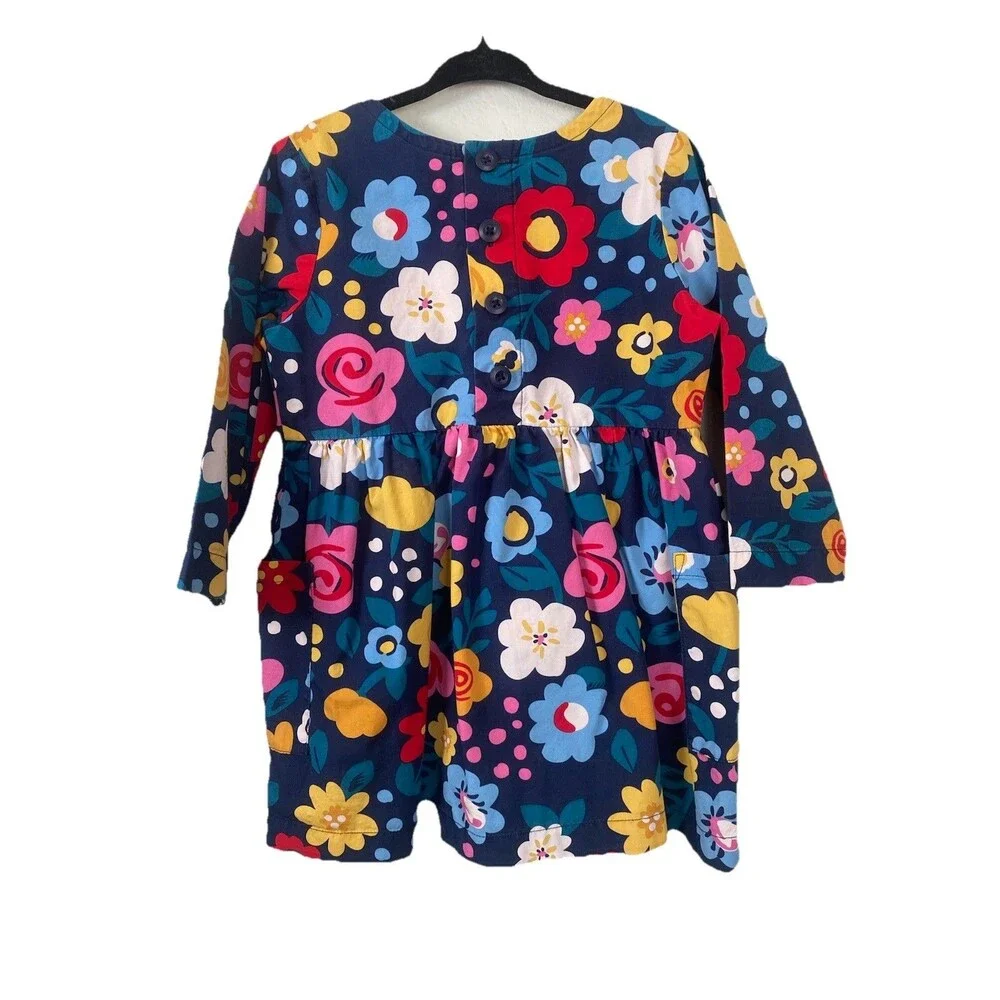 Hanna Andersson 3T 90cm Floral Pocket Dress Scandi Cottagecore Cotton Play Dress